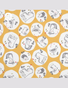 Bavoir bandana imperméable fait main animaux jaune 2