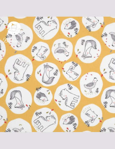 Bavoir bandana imperméable fait main animaux jaune