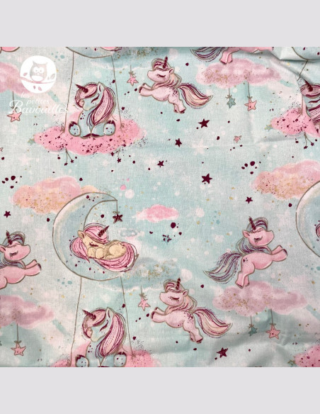 Tablier de cuisine bébé - 4ans personnalisé et fait main licorne vert d'eau