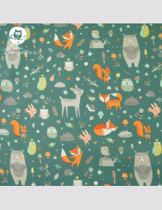 Coton réutilisable lavable tout doux fait main animaux kaki 2