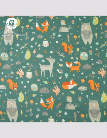 Coton réutilisable lavable tout doux fait main animaux kaki