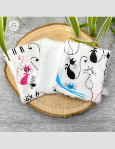 Coton réutilisable lavable tout doux fait main chat rose et bleu