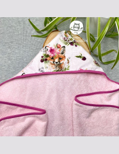 Grande cape de bain fait main animaux fleuris