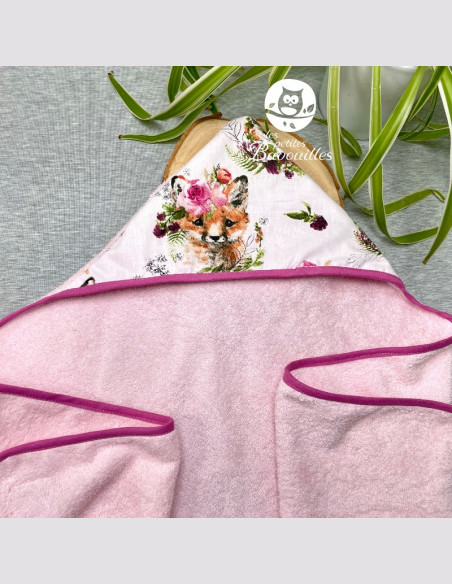 Grande cape de bain fait main animaux fleuris