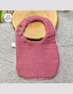 Bavoir naissance - 2ans double gaze framboise