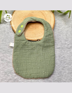 Bavoir naissance - 2ans double gaze kaki