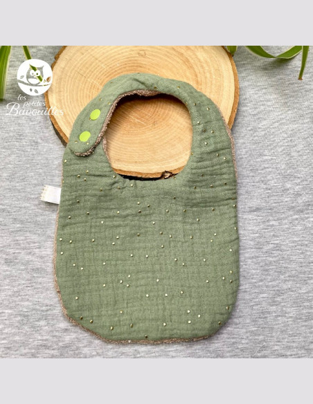 Bavoir naissance - 2ans double gaze kaki Bavoir naissance - 2ans double gaze kaki