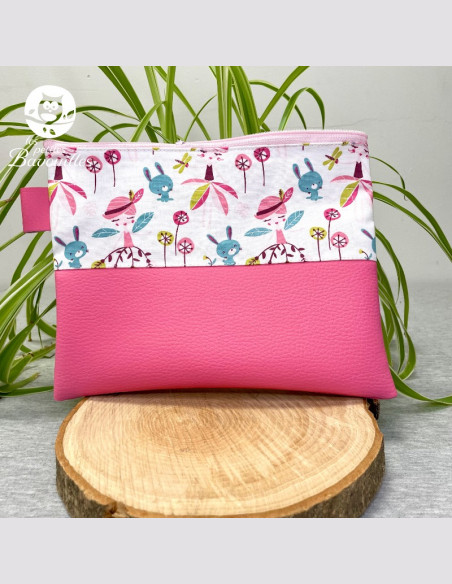 Trousse plate Mam'Zelle fée rose