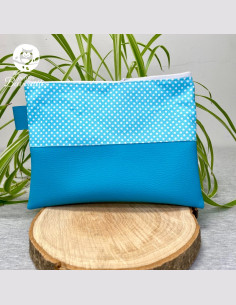 Trousse plate Mam'Zelle pois bleu