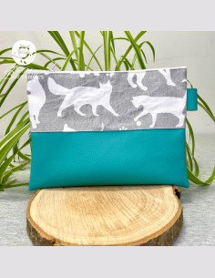 Trousse plate Mam'Zelle chat gris