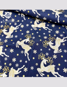 Chaussette de Noël renne bleu et or 2
