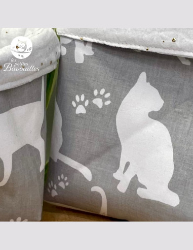 Panière en tissu chat gris
