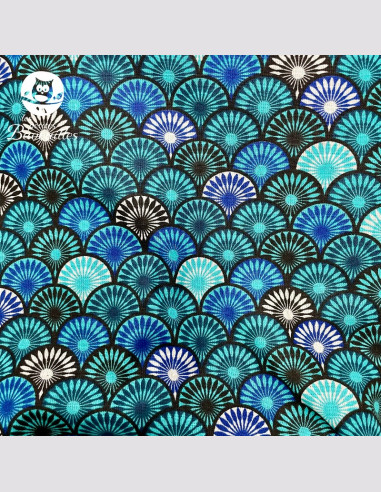 Couverture polaire fait main ours plume bleu