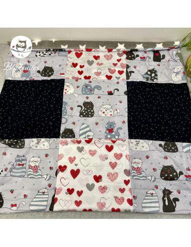Couverture polaire fait main gros chat