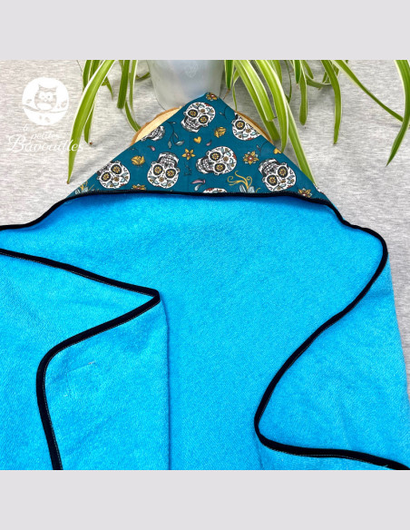 Grande cape de bain fait main tête de mort mexicaine