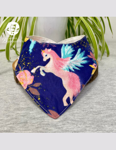 Bavoir bandana imperméable fait main licorne marine