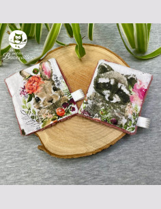 Coton lavable animaux fleuris