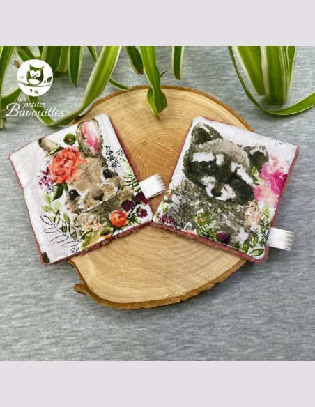 Coton lavable animaux fleuris Coton lavable animaux fleuris