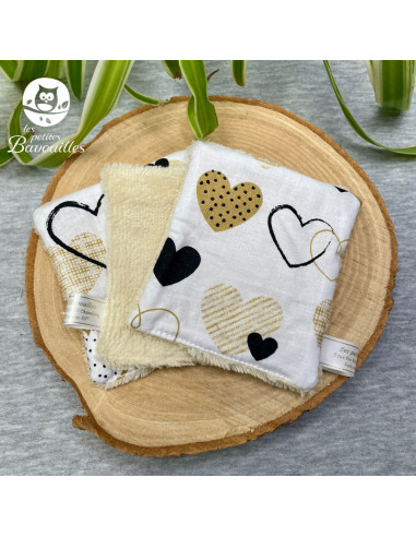 Coton lavable coeur moutarde