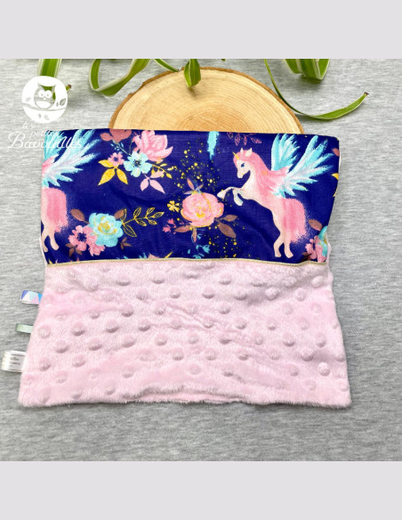 Doudou plat licorne marine