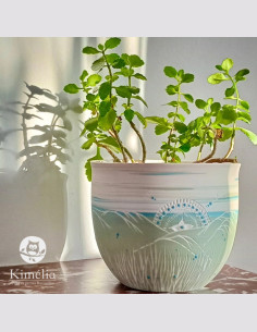 Cache Pot  porcelaine vert