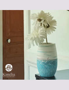 Grand vase porcelaine bleu