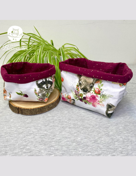 Panière en tissu animaux fleuris