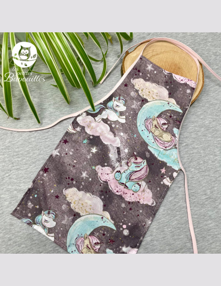 Tablier bébé - 4ans licorne grise
