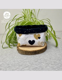 Panière en tissu coeur moutarde