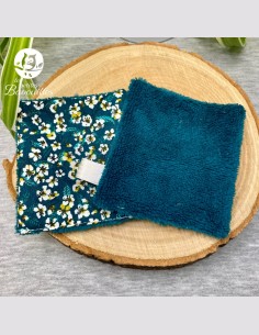 Coton lavable fleur verte 2
