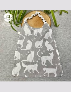 Serviette élastique enfant chat gris – Dès 2ans