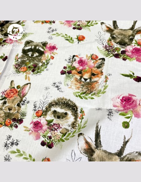 Serviette élastique animaux fleuris fait main pour enfant