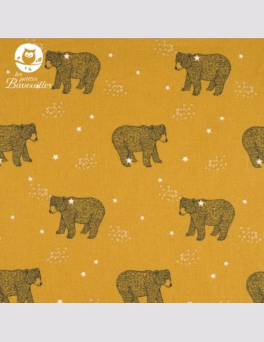 Serviette élastique ours moutarde fait main pour enfant