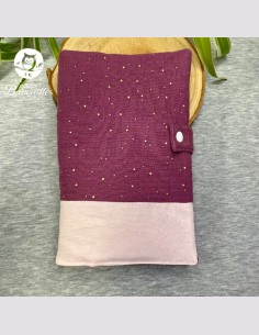 Protège carnet de santé double gaze framboise
