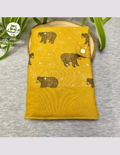 Protège carnet de santé ours moutarde
