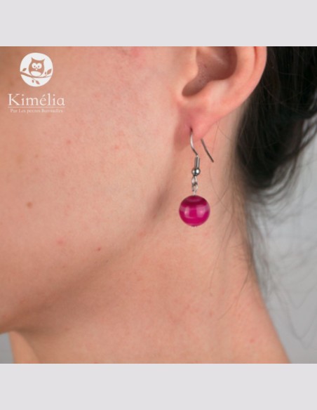 Petite boucle d'oreille pierre naturelle