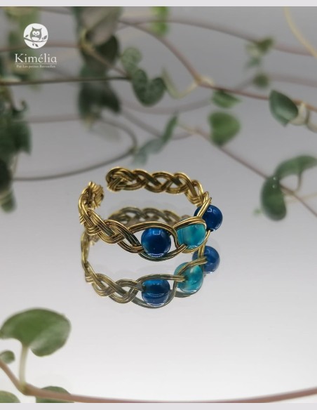 Bague elfique 3 pierres naturelles