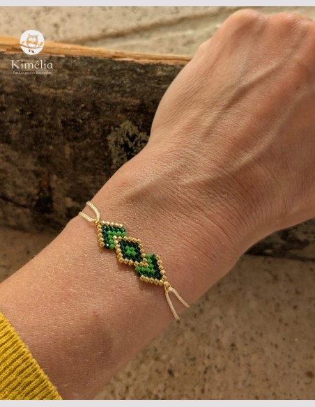 Bracelet cordon losange géométrie grand modèle