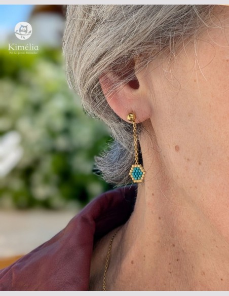 Boucles d’oreilles pendantes hexagone