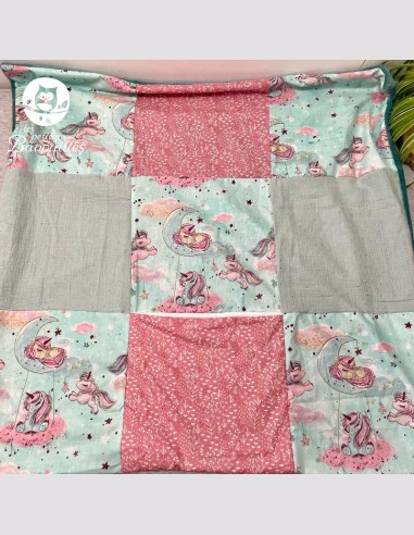 Couverture licorne vert d'eau