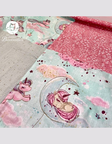 Couverture licorne vert d'eau