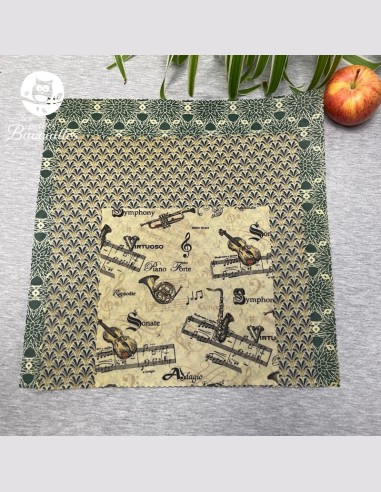 Lot de 3 Bee wrap vert bleu musique