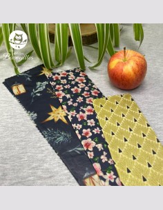 Lot de 3 Bee wrap sapin orchidée or