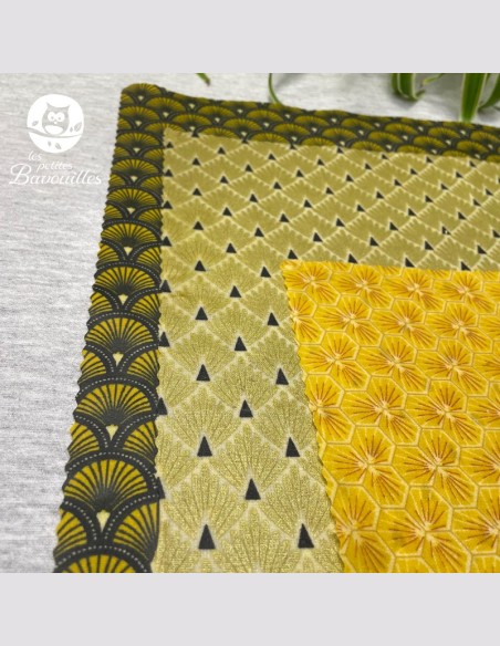 Lot de 3 Bee wrap jaune or alvéole