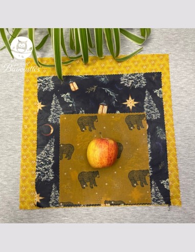 Lot de 3 Bee wrap alvéole sapin ours