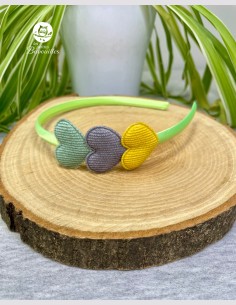 Serre tête fille coeur moutarde