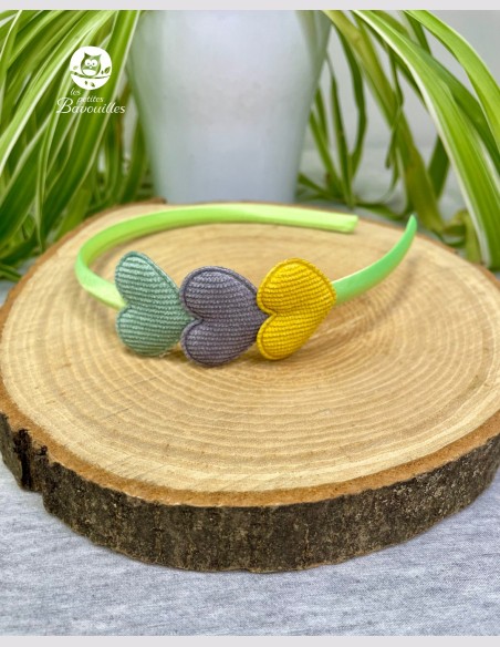 Serre tête fille coeur moutarde