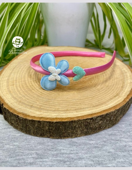 Serre tête fille papillon bleu