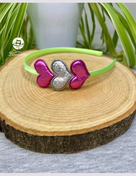 Serre tête fille coeur violet