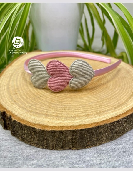 Serre tête fille coeur gris